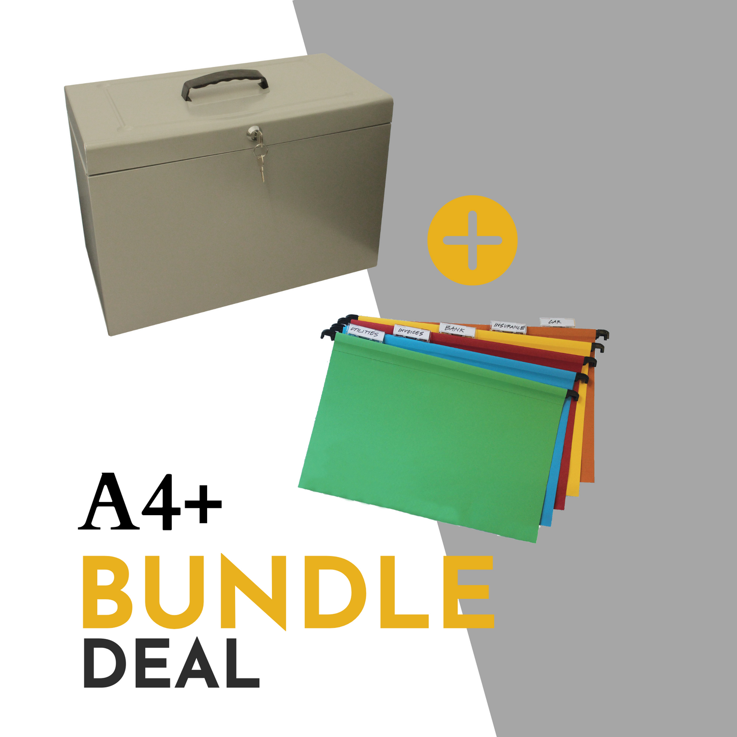 A4+ (Foolscap) File Box with 5 Suspension Files PLUS 10 Assorted Colour Suspension Files