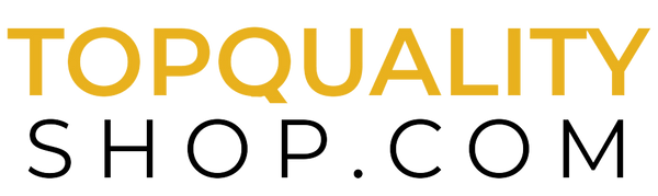 The logo for Topqualityshop.com, featuring bold capitalized letters in black and gold, with the words 'TOP QUALITY' in gold above 'SHOP.COM' in black.