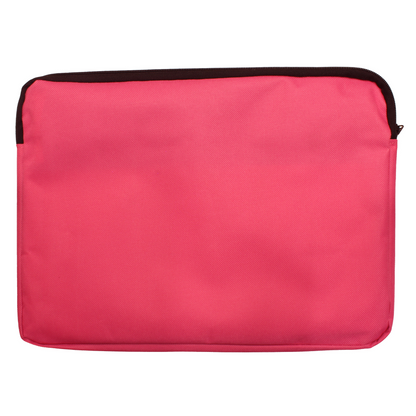 Vibrant pink A4 canvas document bag, showcasing the streamlined design of the rear of the bag, with black zip closure.