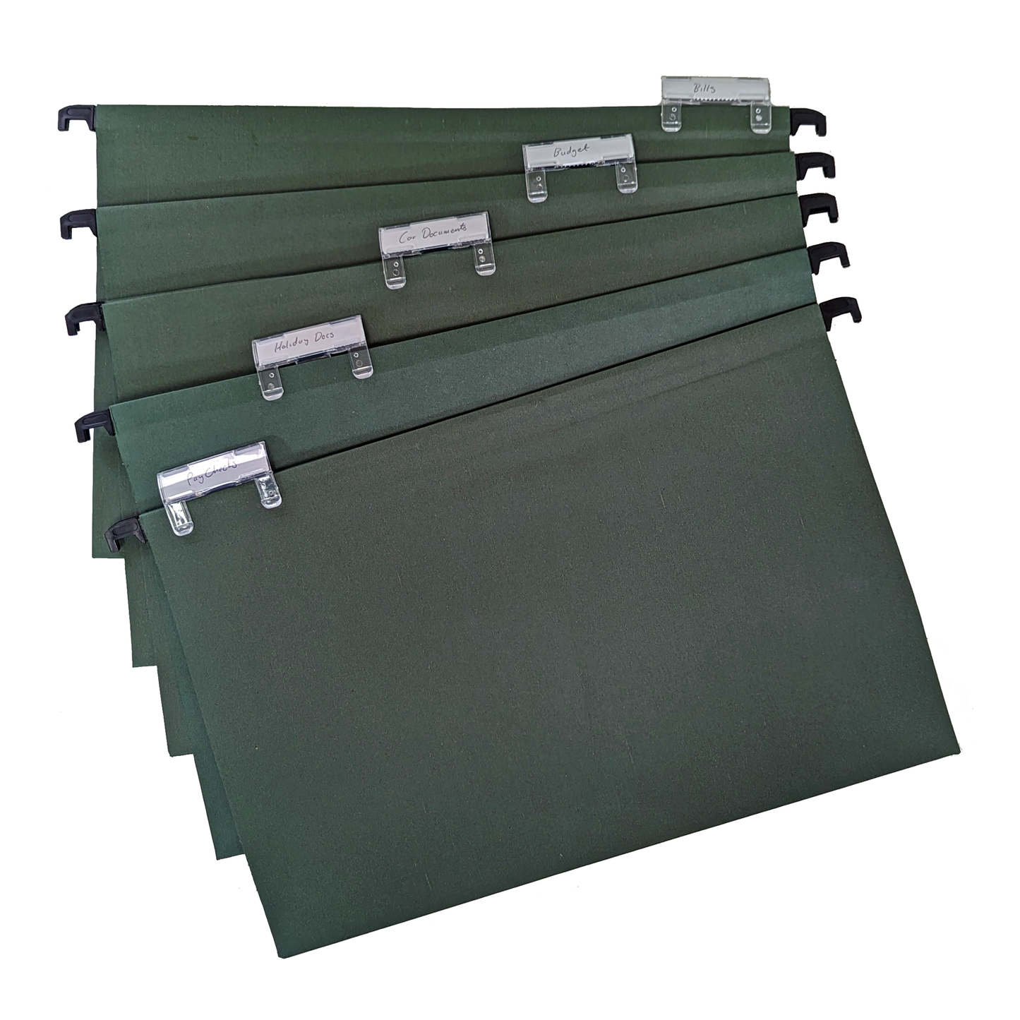 A4+ (Foolscap) Green Manilla Suspension Files with Clip on Index Tabs and Inserts