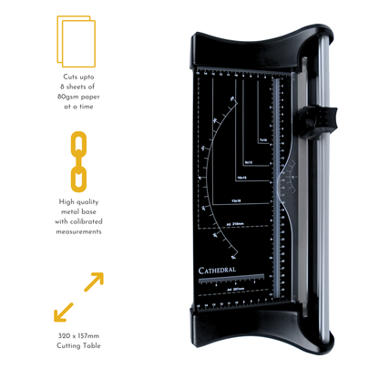 A4 Black Rotary Paper Trimmer with Metal Base