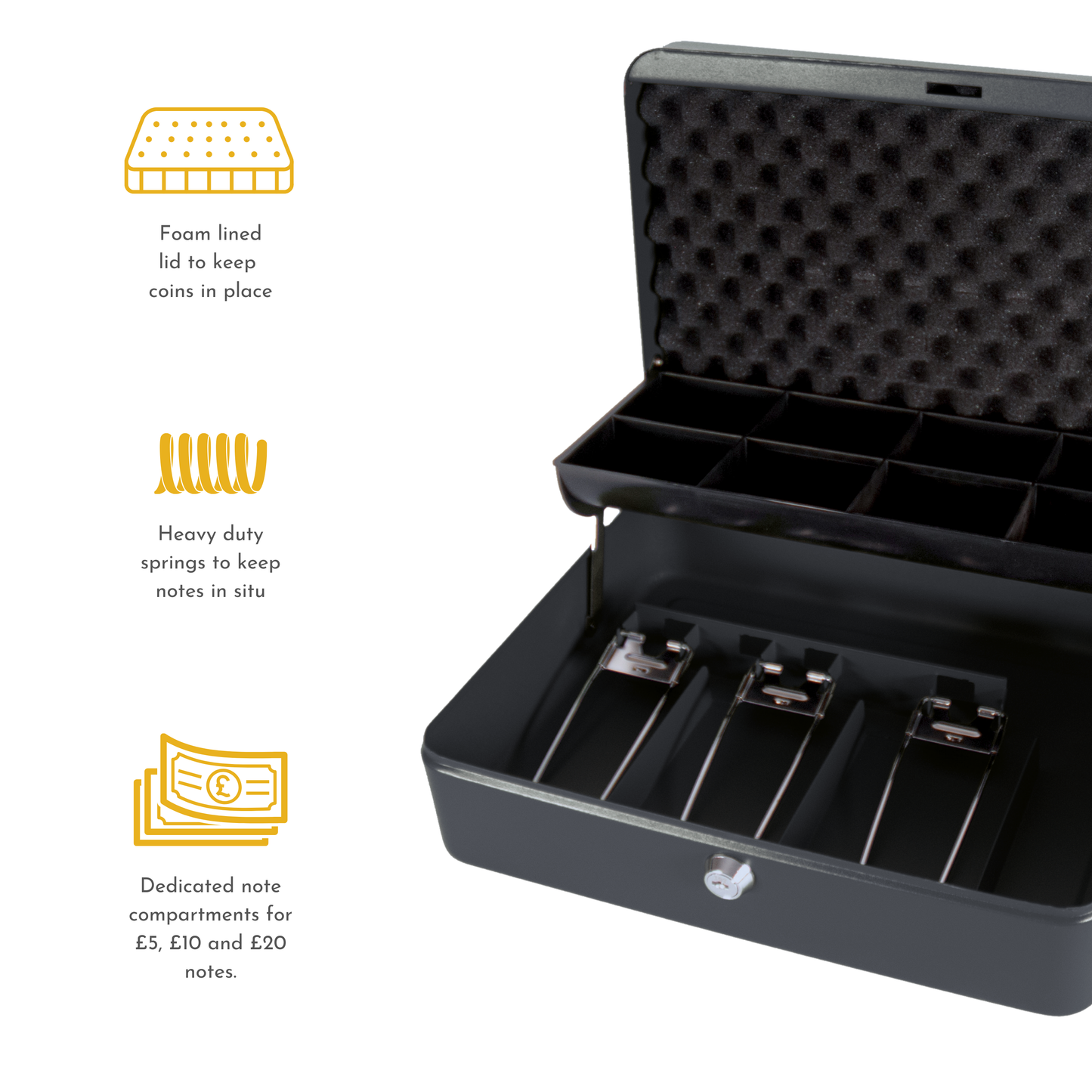 "The Ultimate Cash Box" with Foam Lining and Cantilever Coin Tray