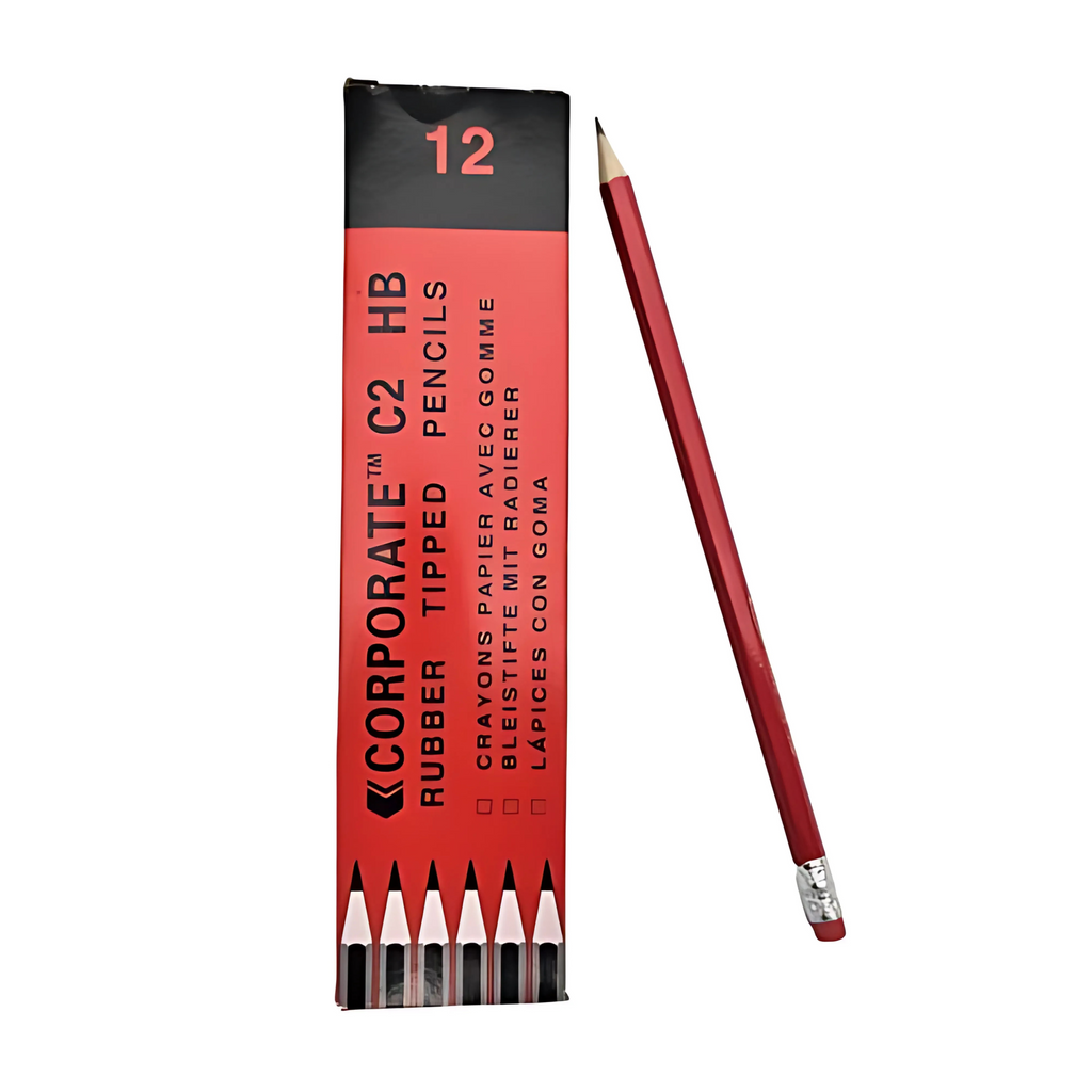 HB Wooden Pencils with Erasers – Pack of 12