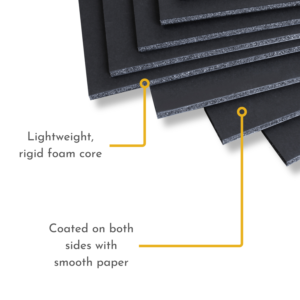 Black 5mm Foamboard - A4 Size (210 x 297mm) - Pack of 20