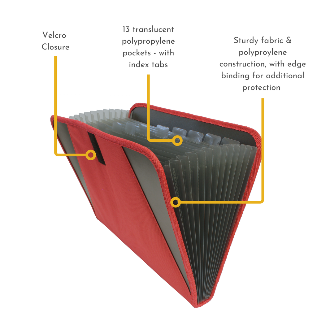 13 Pocket Fabric Expanding File - Red