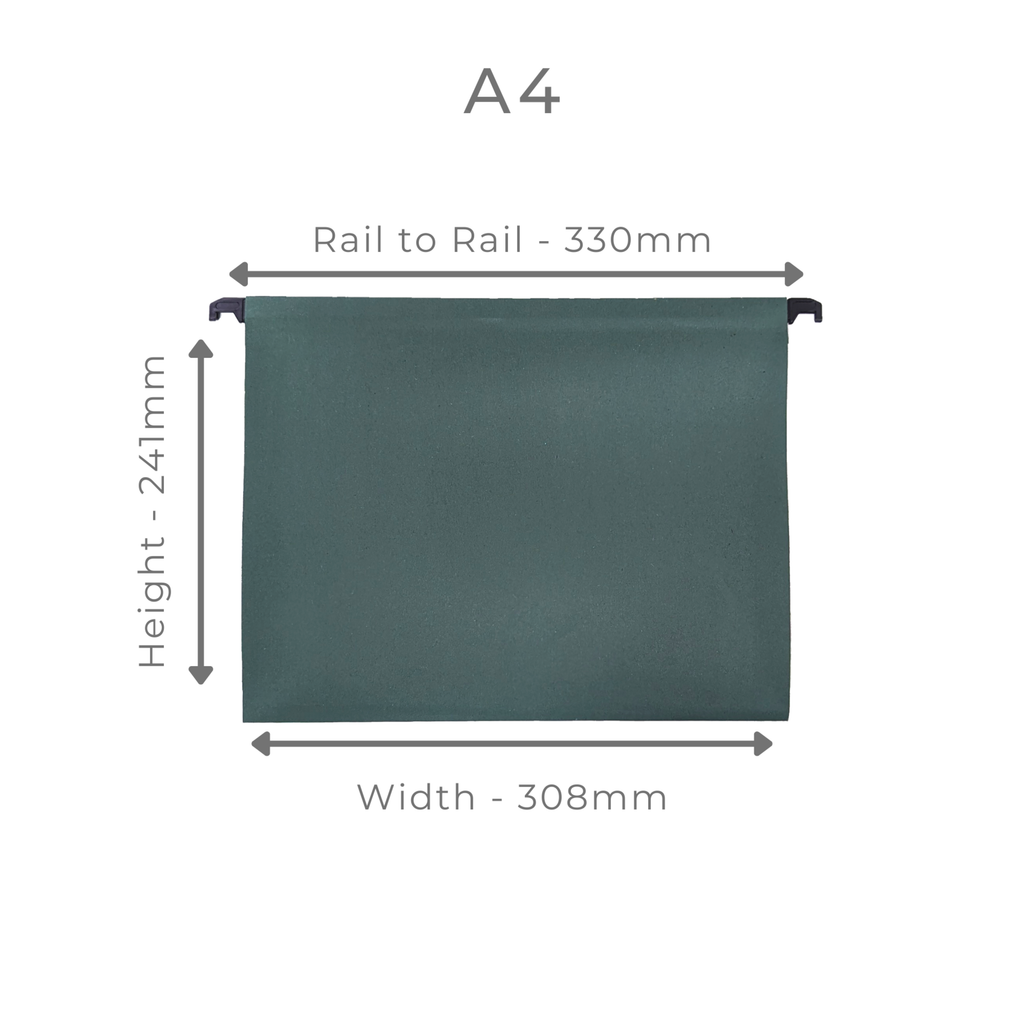 A4 Green Manilla Suspension Files with Clip on Index Tabs and Inserts