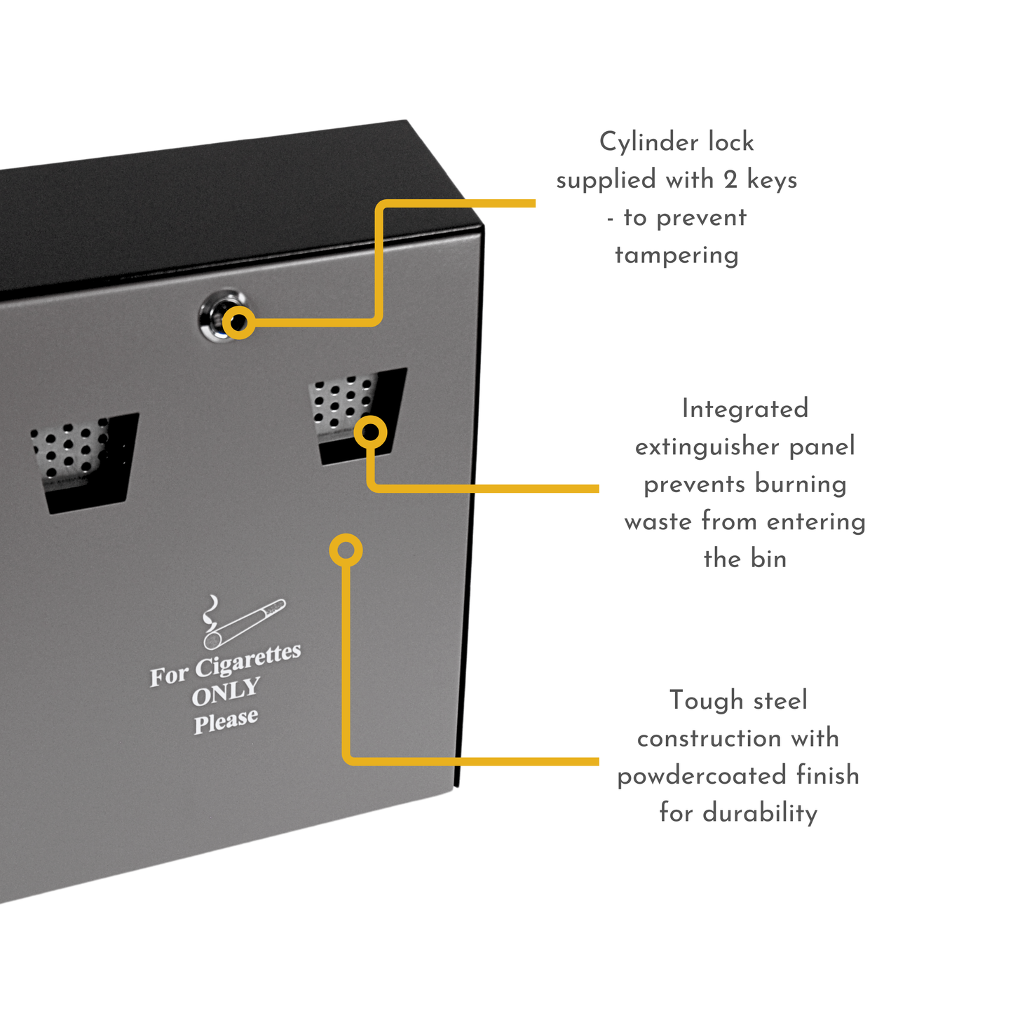 Wall Mounted Ash Bin - 3.1L Capacity