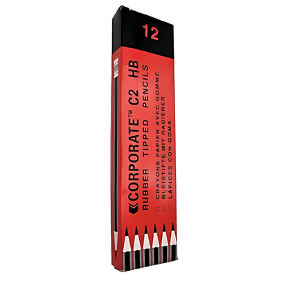 HB Wooden Pencils with Erasers – Pack of 12