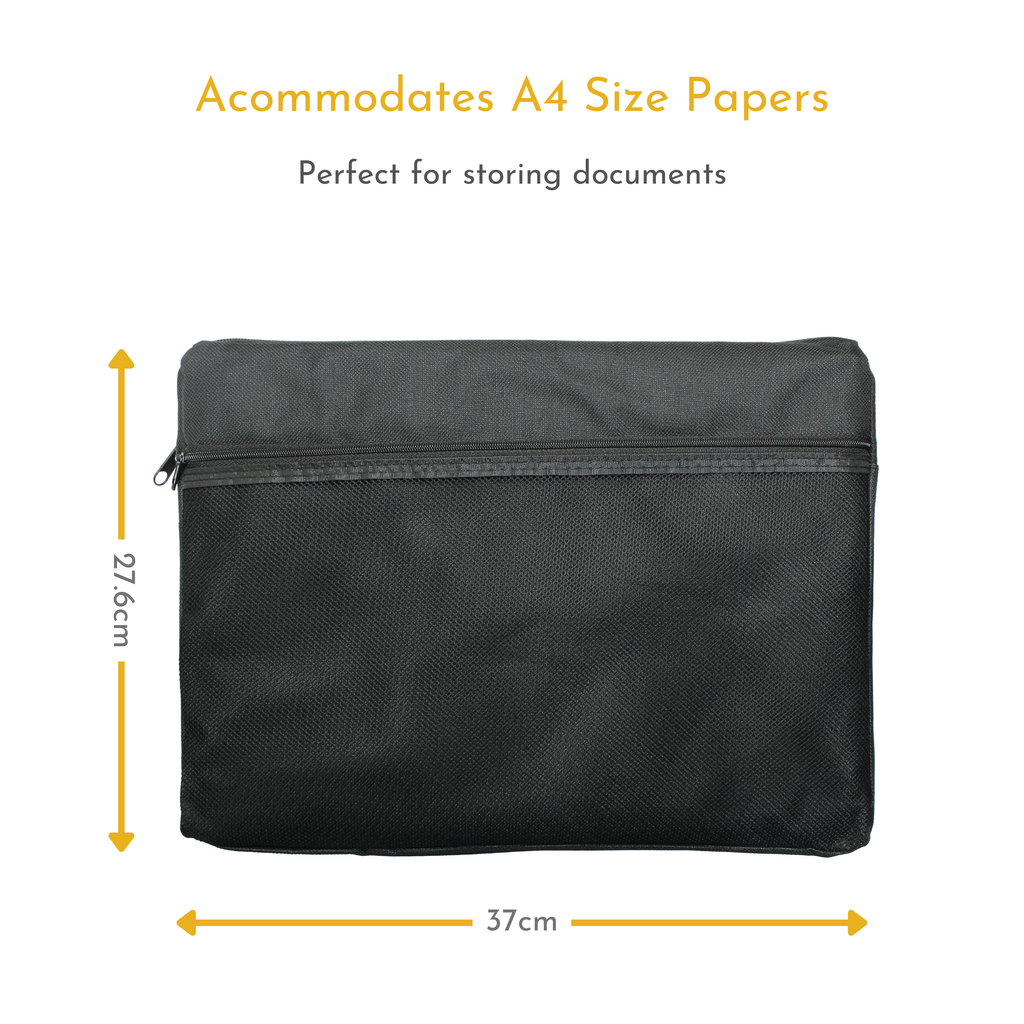 A4 Canvas Document Bag with Zip and Outer Mesh Pocket