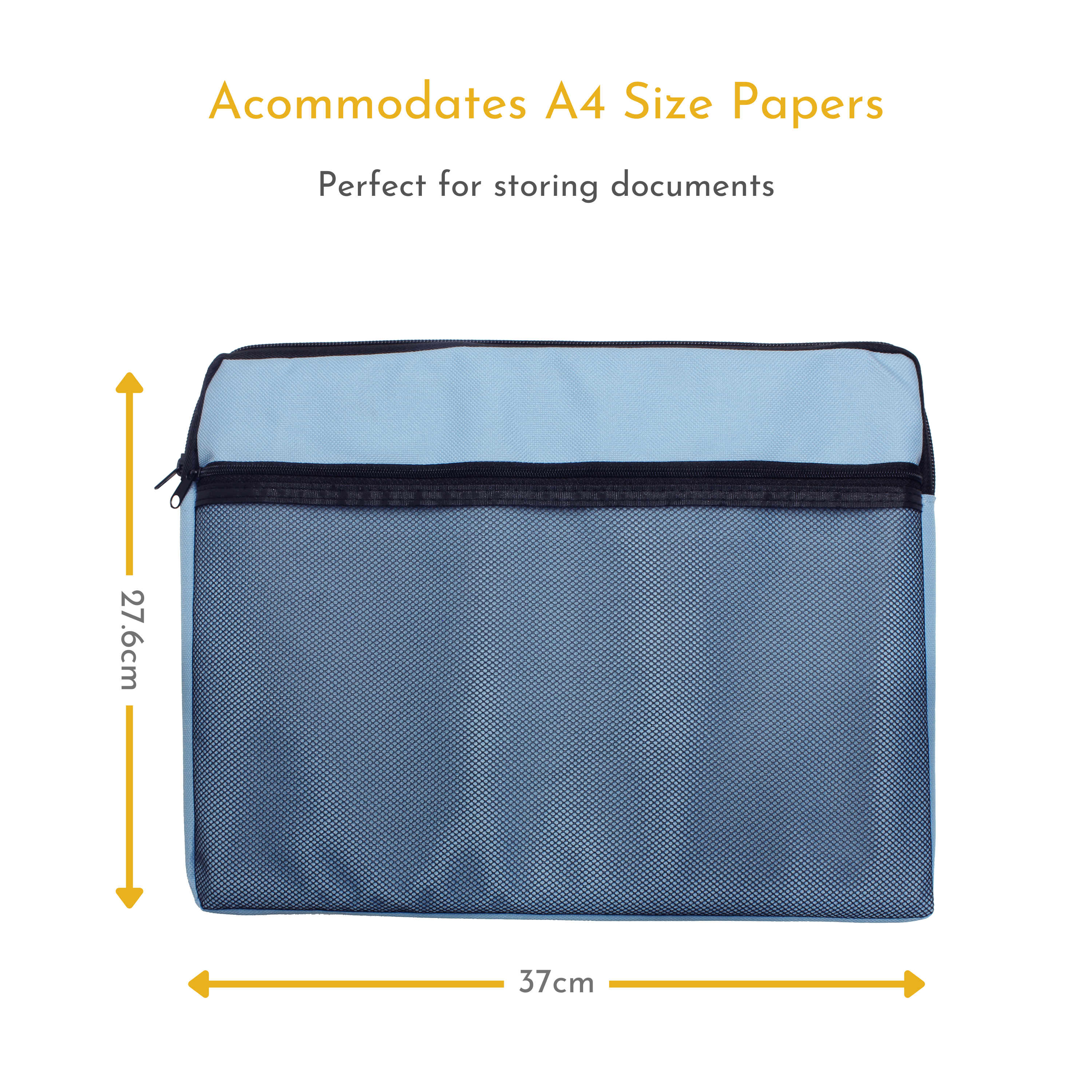 A4 Canvas Document Bag with Zip and Outer Mesh Pocket