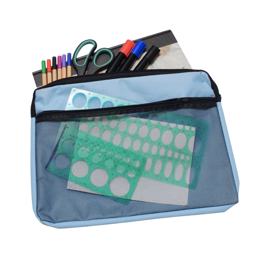 A4 Canvas Document Bag with Zip and Outer Mesh Pocket
