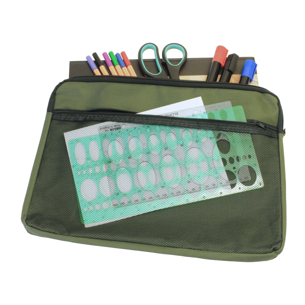 A4 Canvas Document Bag with Zip and Outer Mesh Pocket