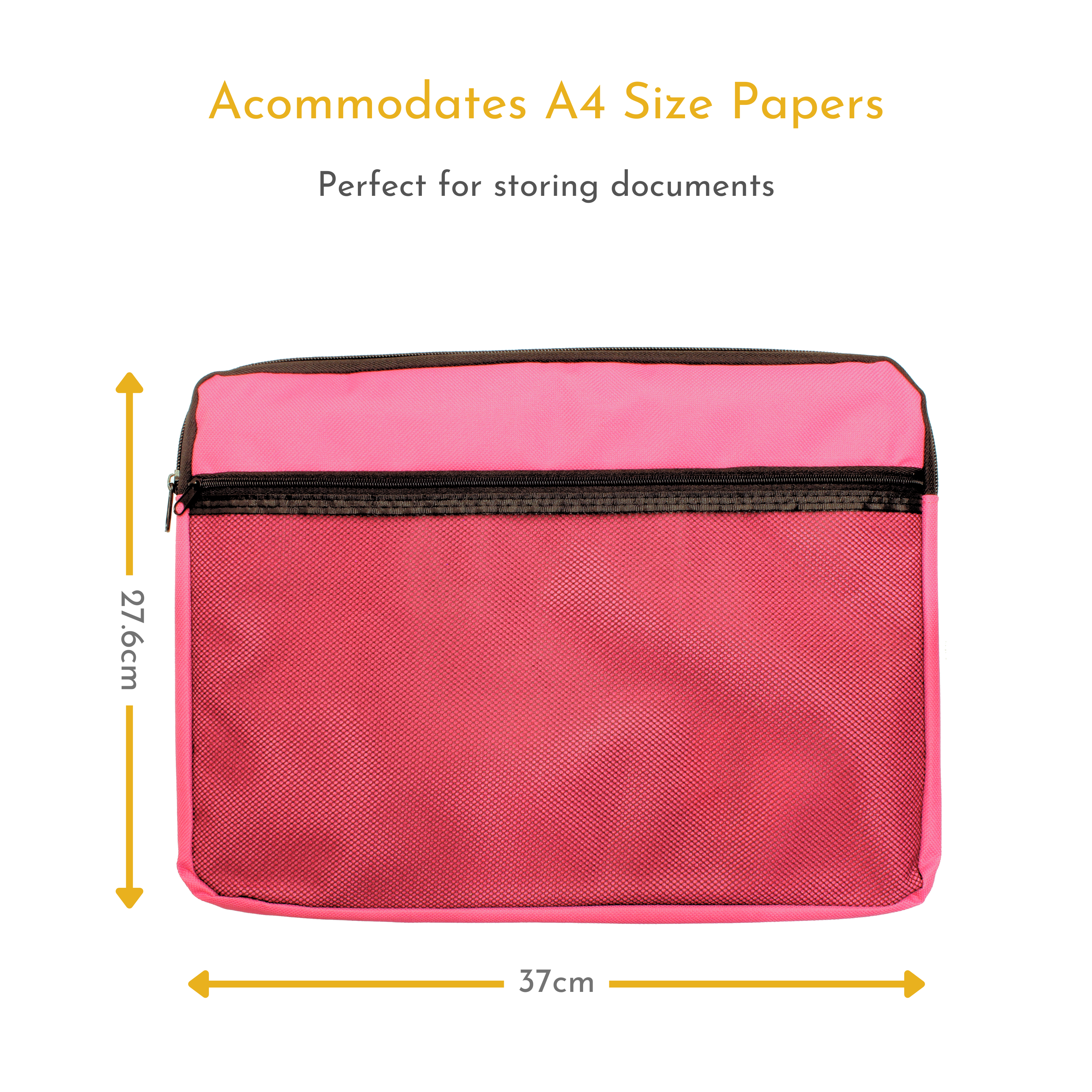 A4 Canvas Document Bag with Zip and Outer Mesh Pocket
