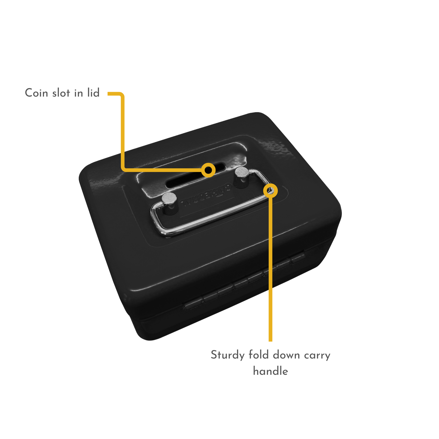 Key Lockable Cash Box with Coin Slot & Lift Out 5 Compartment Coin Tray - 4 Inch