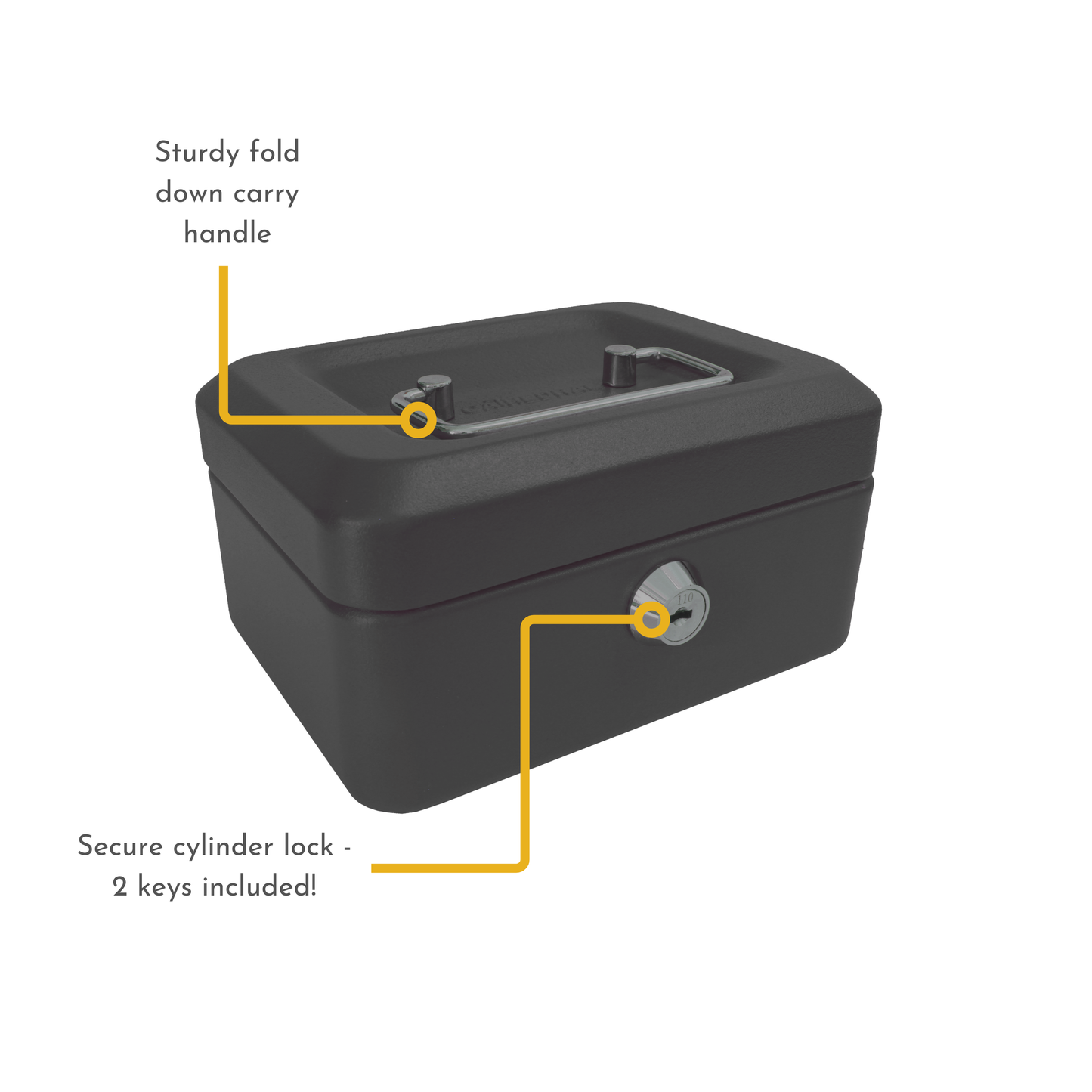 Key Lockable Cash Box with Lift Out 6 Compartment Coin Tray - 6 Inch