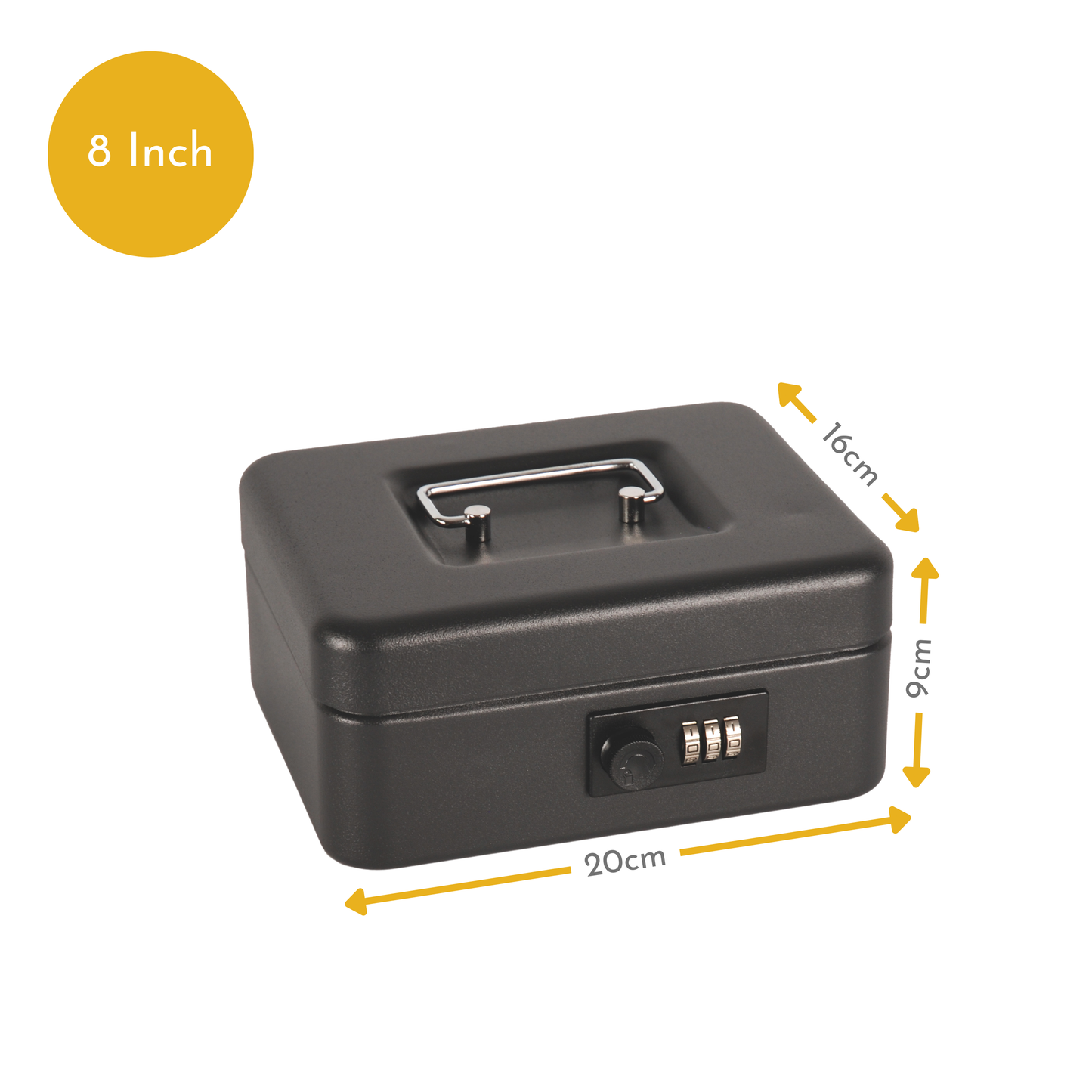 8 Inch Steel Cash Box with Combination Lock