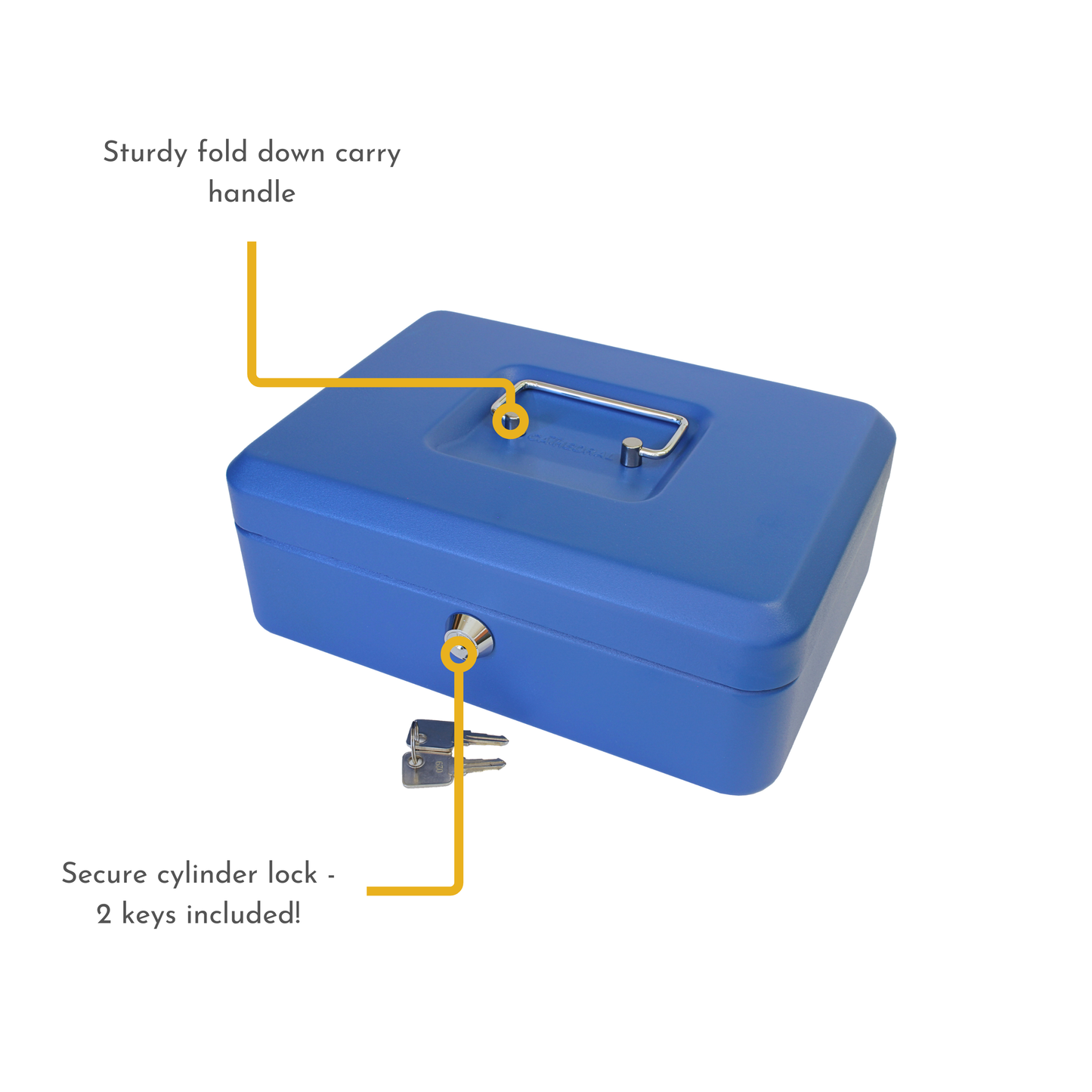 Key Lockable Cash Box with Lift Out 6 Compartment Coin Tray - 10 Inch