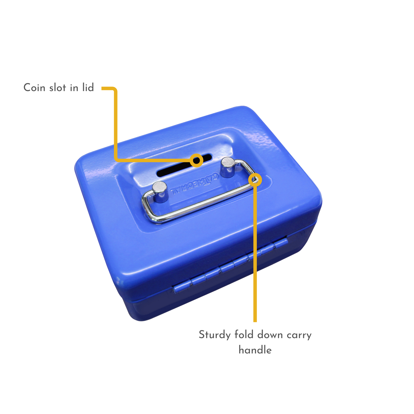 Key Lockable Cash Box with Coin Slot & Lift Out 5 Compartment Coin Tray - 4 Inch