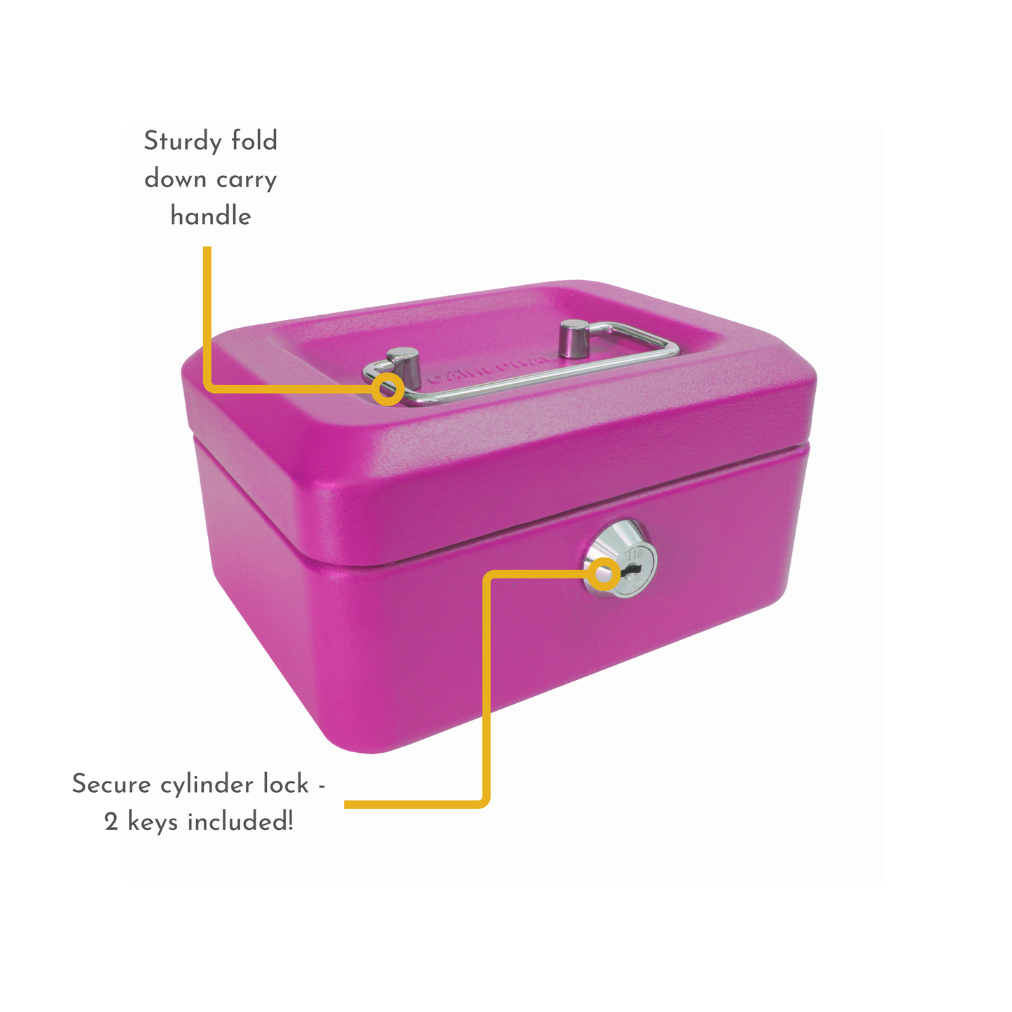 Key Lockable Cash Box with Lift Out 6 Compartment Coin Tray - 6 Inch