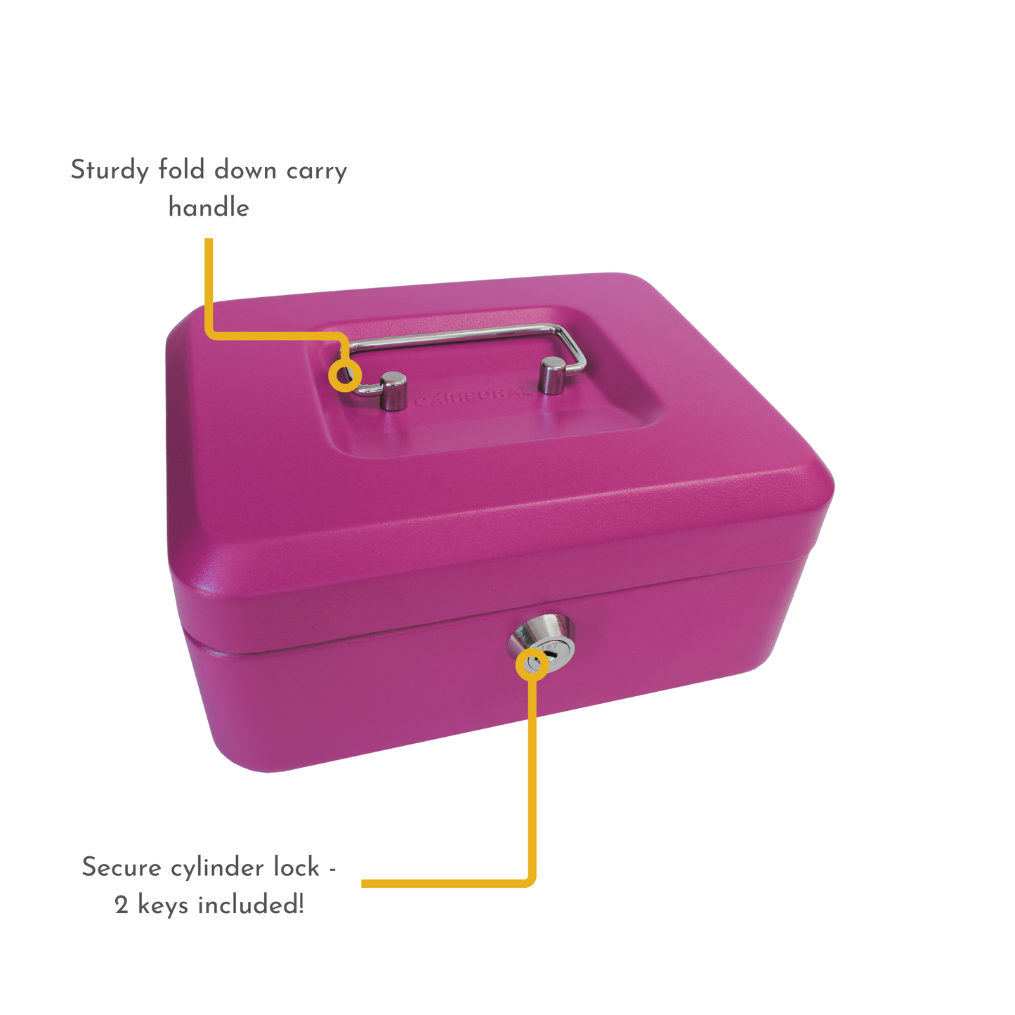 Key Lockable Cash Box with Lift Out 6 Compartment Coin Tray - 8 Inch