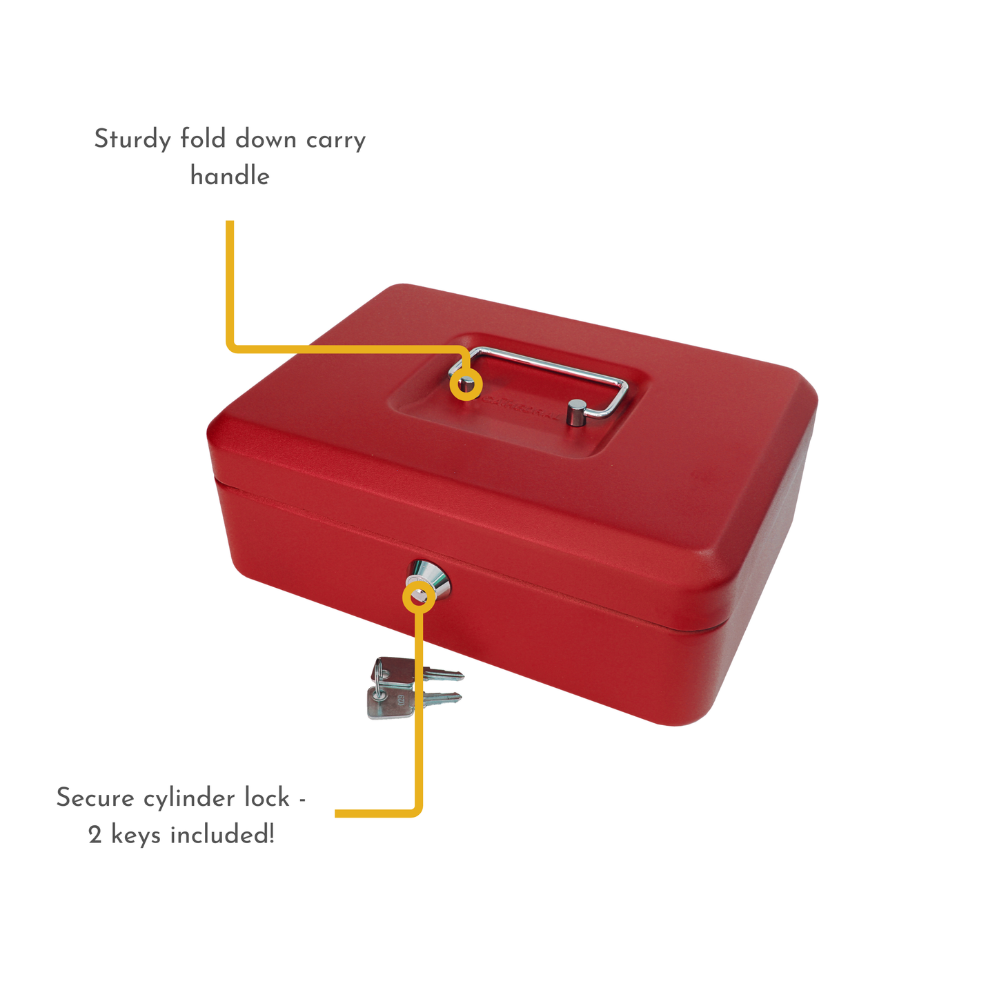 Key Lockable Cash Box with Lift Out 6 Compartment Coin Tray - 10 Inch