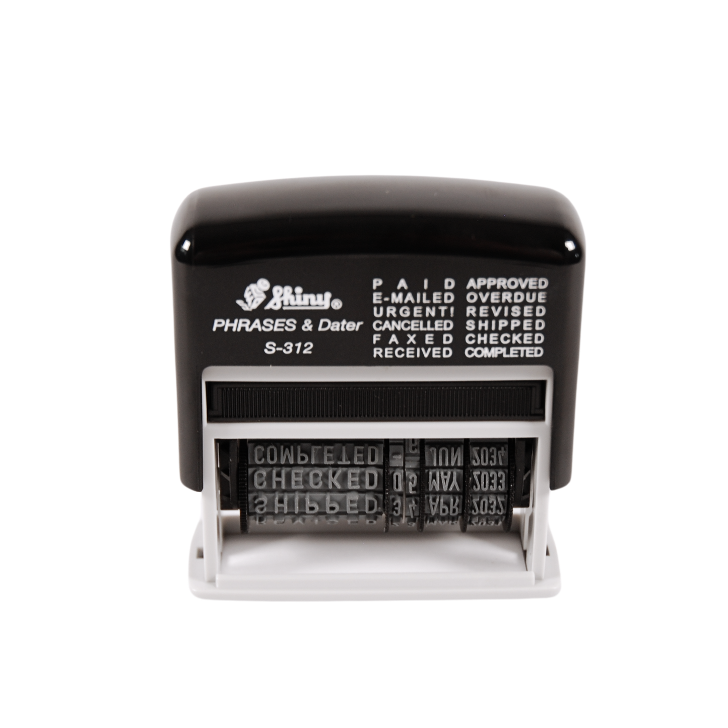 12-in-1 Self Inking Date Stamp - Date Stamp Plus 12 Phrases - 3.8mm Character Height