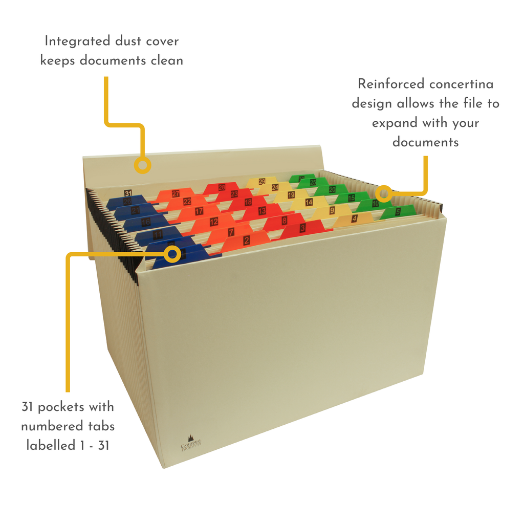 31 Pocket Manila Expanding File With Numbered Tabs 1-31
