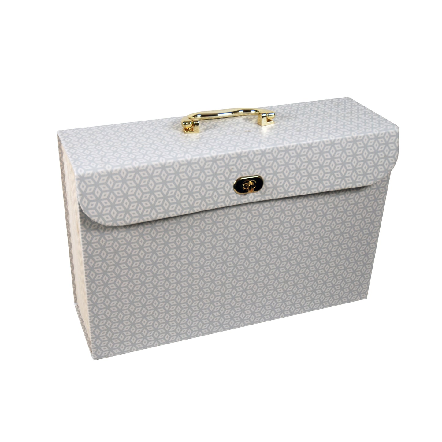 Chic Geometric 19-Pocket Expanding File Case with Gold Coloured Accents