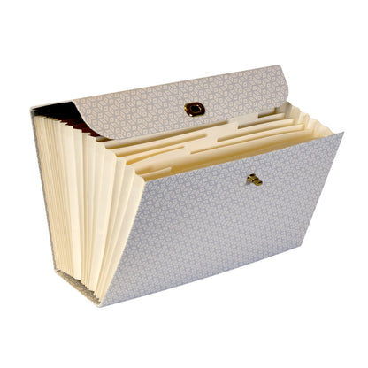 Chic Geometric 19-Pocket Expanding File Case with Gold Coloured Accents