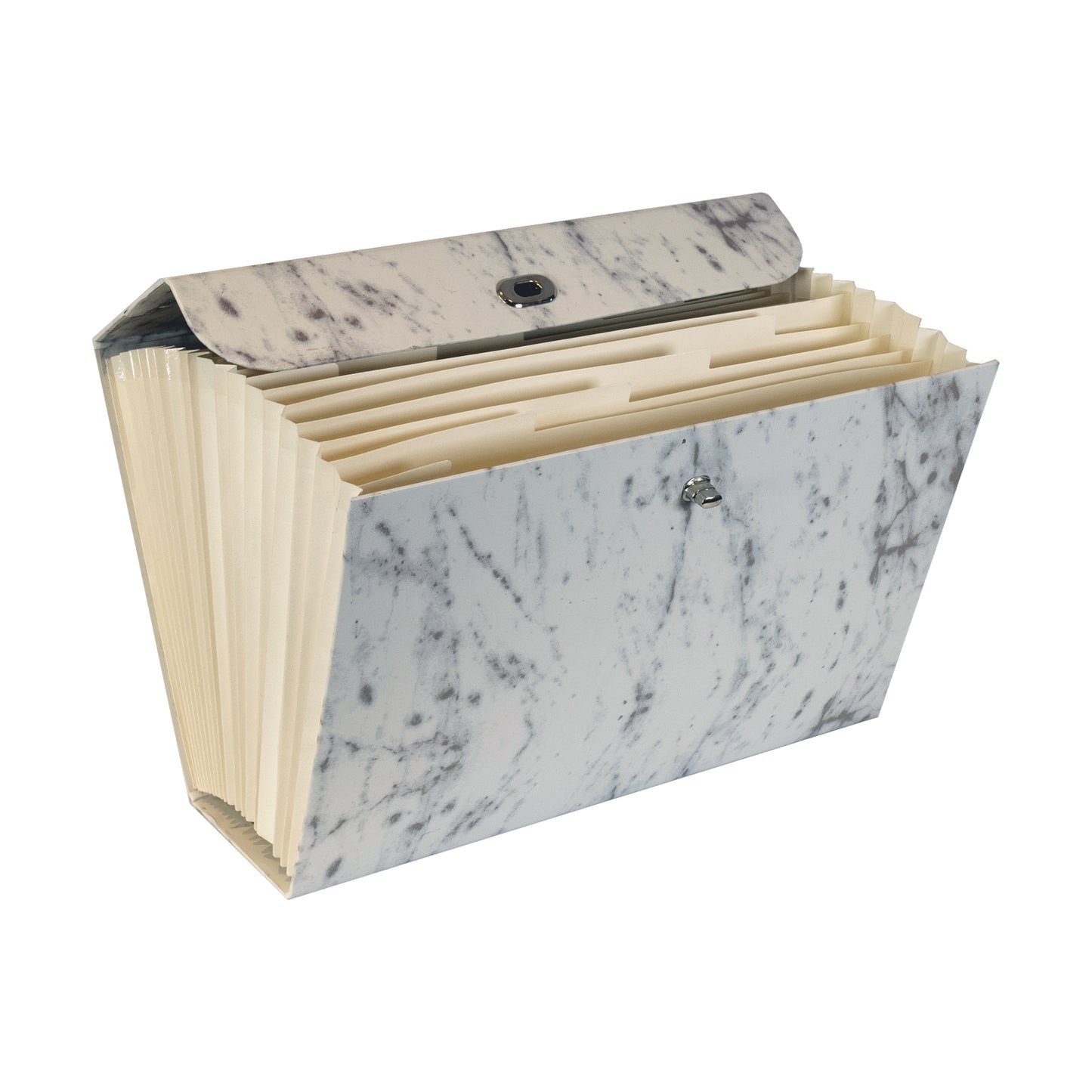 Luxurious Marble Design 19-Pocket Expanding Box File with Silver Coloured Accents