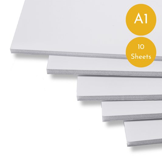 White 5mm Foamboard - A1 Size (594 x 841mm) - Pack of 10