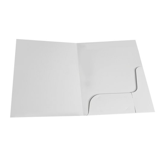 White Gloss 250gsm Card Presentation Folders with Business Card Holder