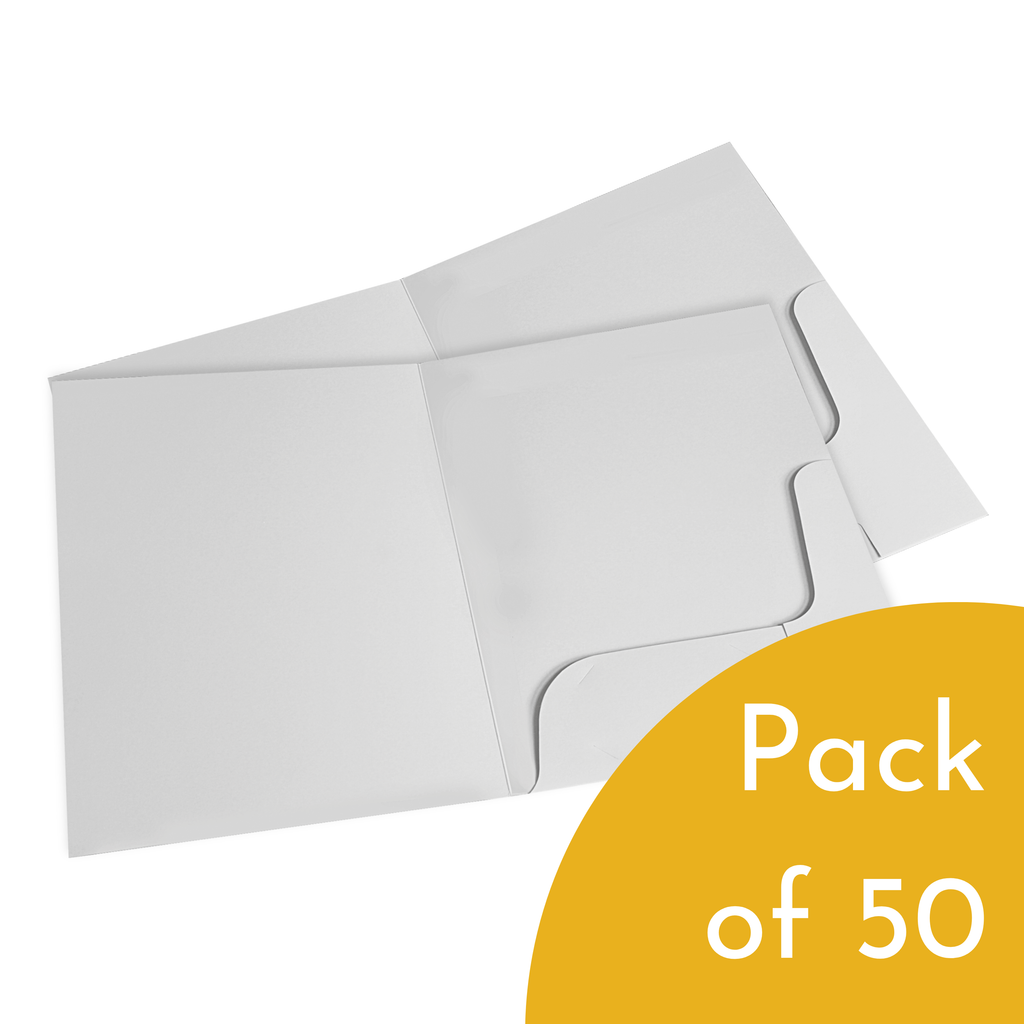 White Gloss 250gsm Card Presentation Folders with Business Card Holder
