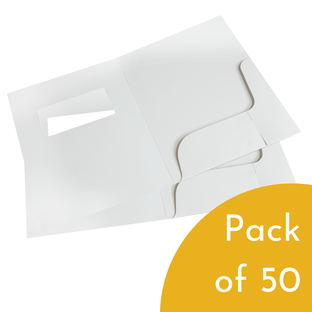 White Gloss Presentation Folders with Window - Pack of 50