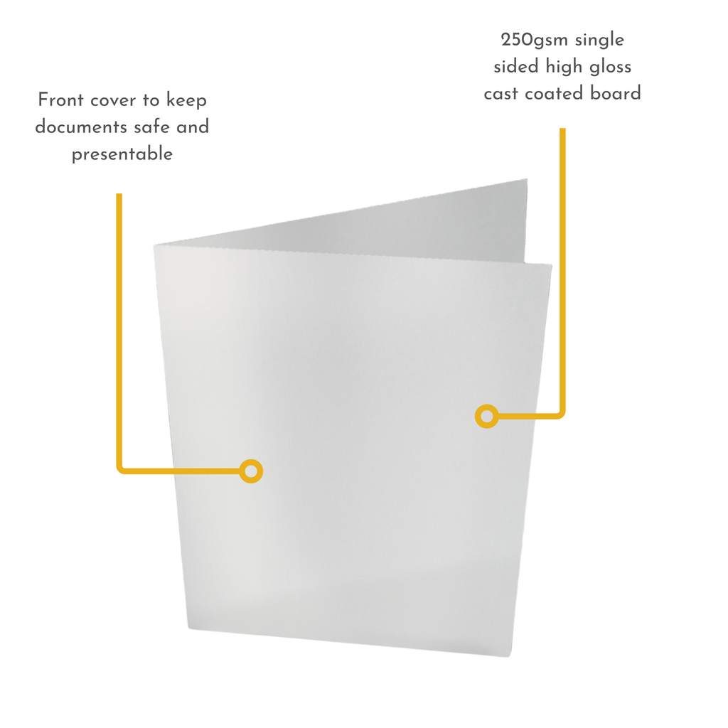 White Gloss 250gsm Card Presentation Folders with Business Card Holder
