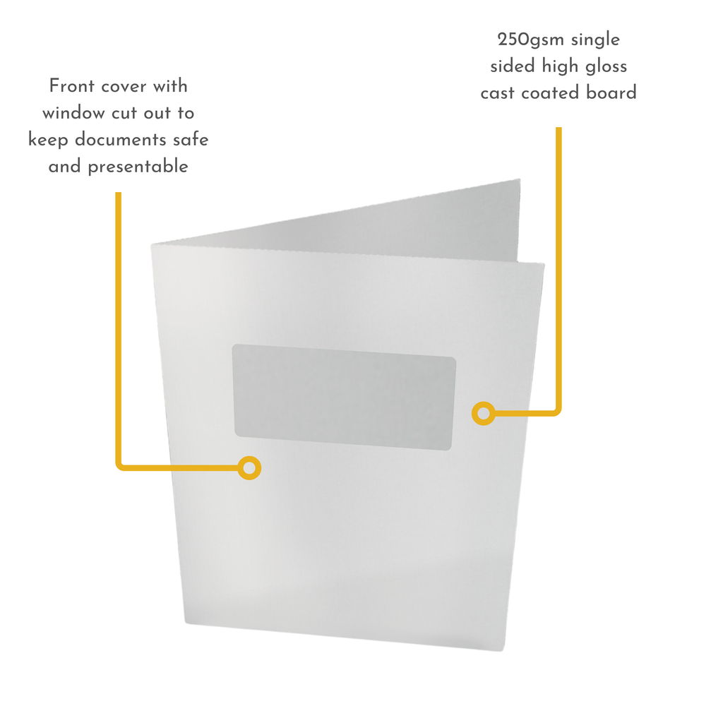 White Gloss Presentation Folders with Window - Pack of 50
