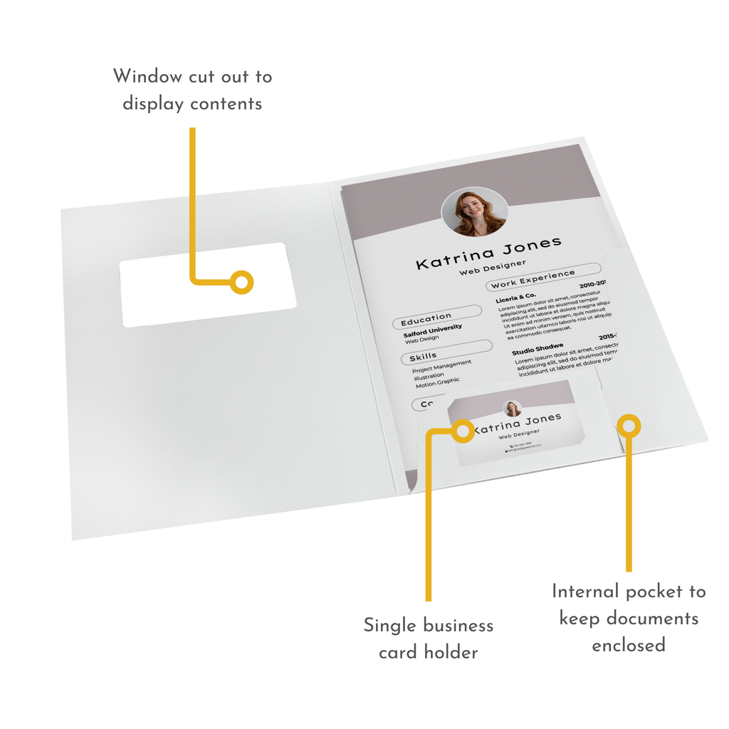 White Gloss Presentation Folders with Window - Pack of 50