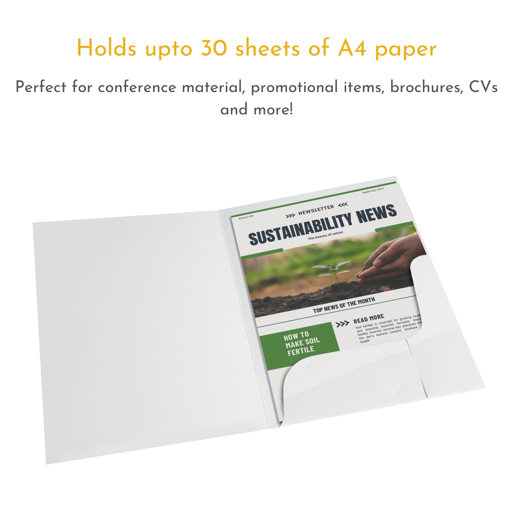 White Gloss 250gsm Card Presentation Folders with Business Card Holder