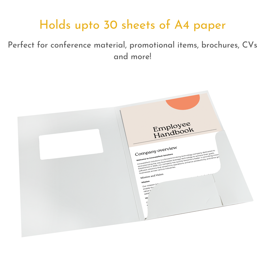 White Gloss Presentation Folders with Window - Pack of 50