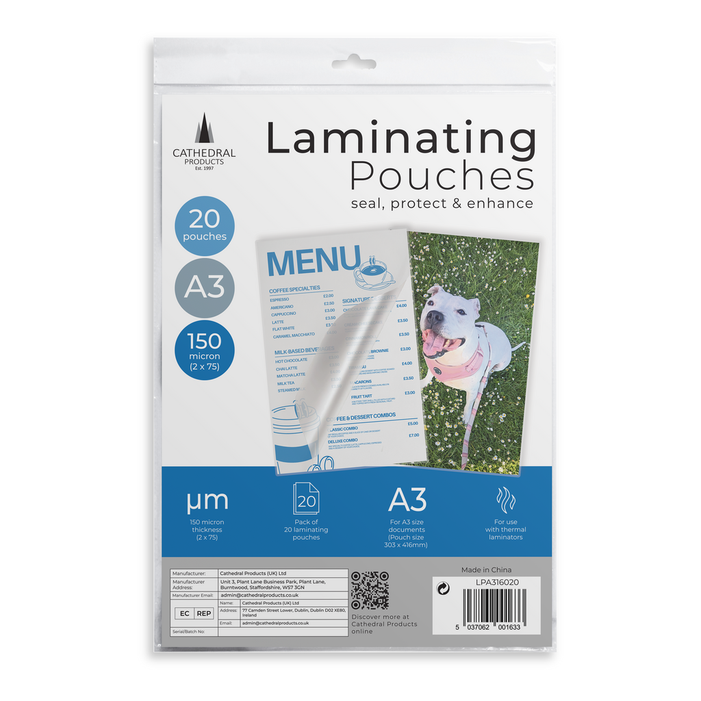 A3 Gloss Laminating Pouches 150 Micron