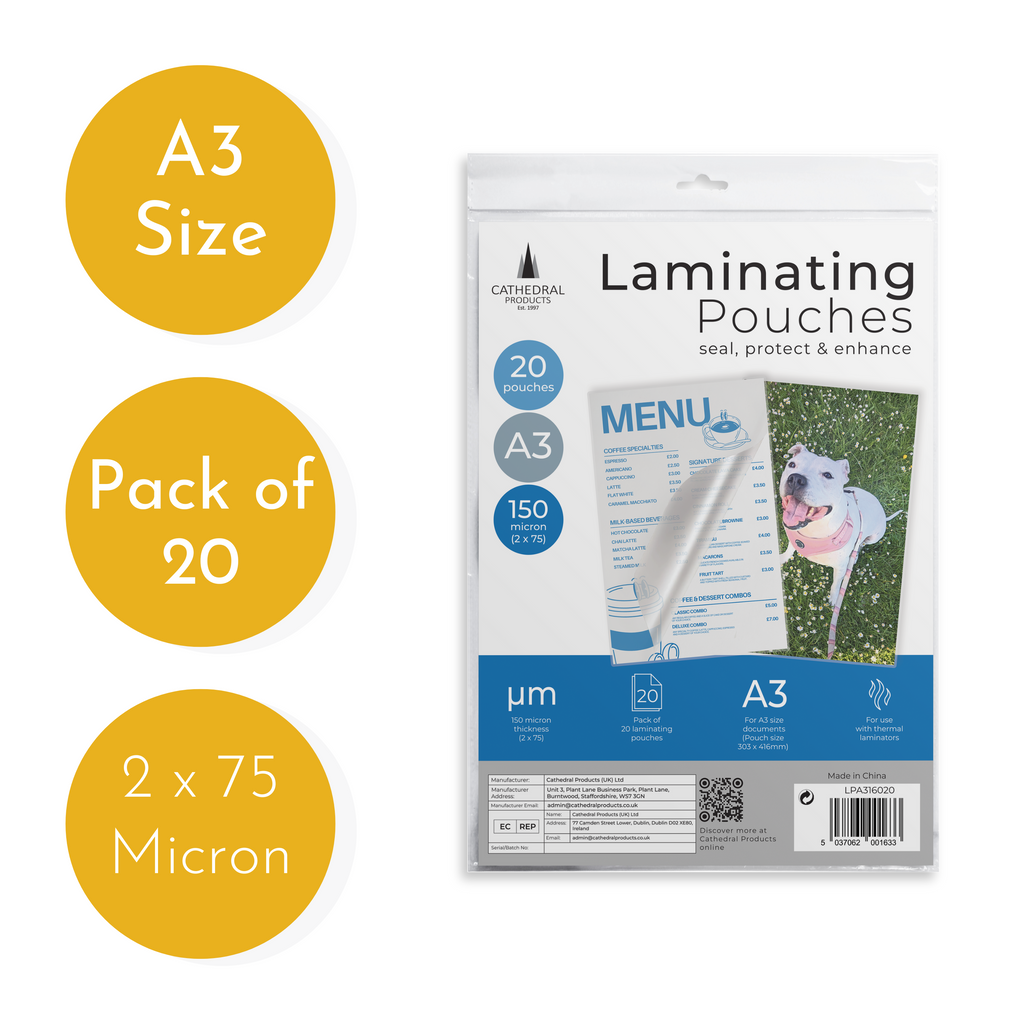 A3 Gloss Laminating Pouches 150 Micron