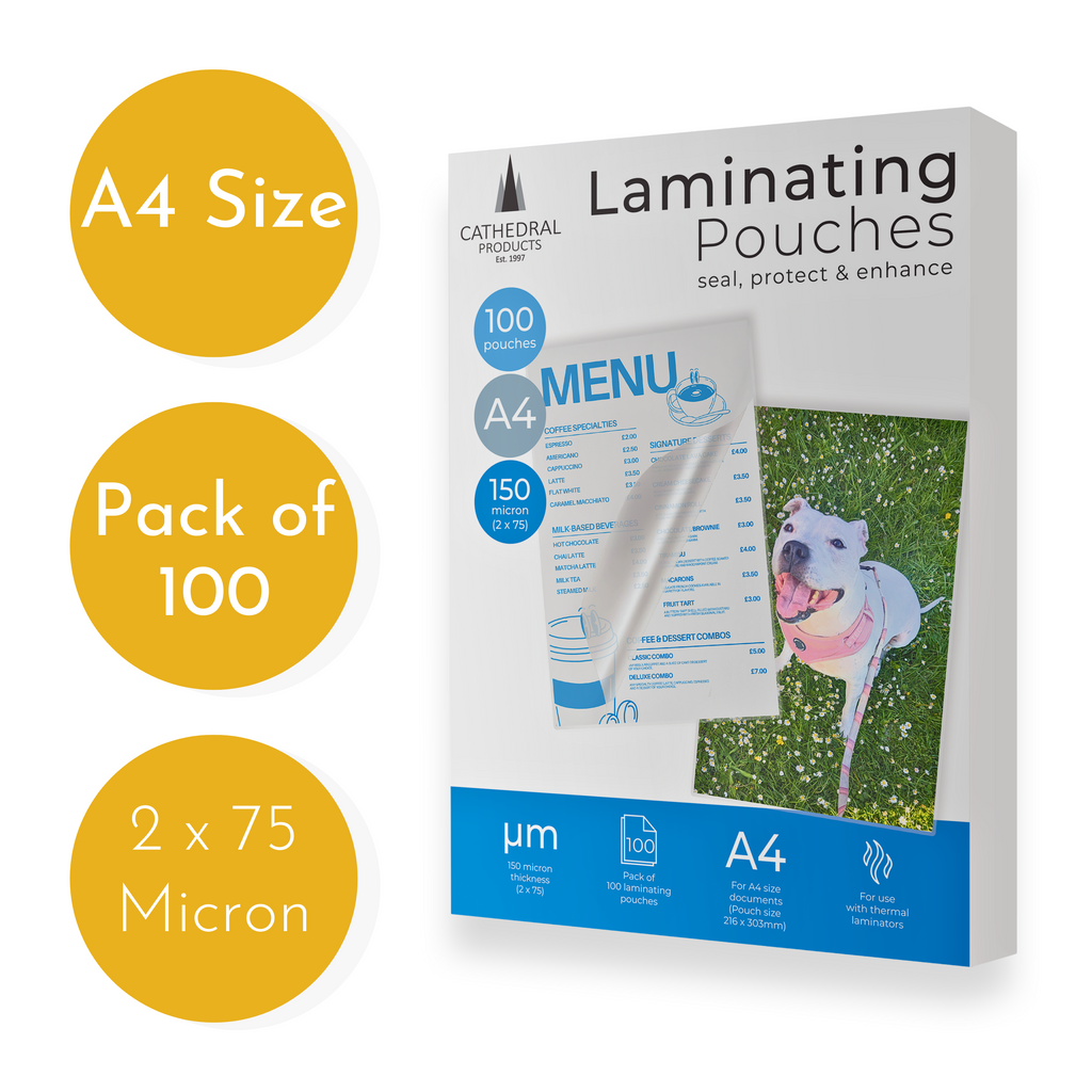 A4 Gloss Laminating Pouches 150 Micron