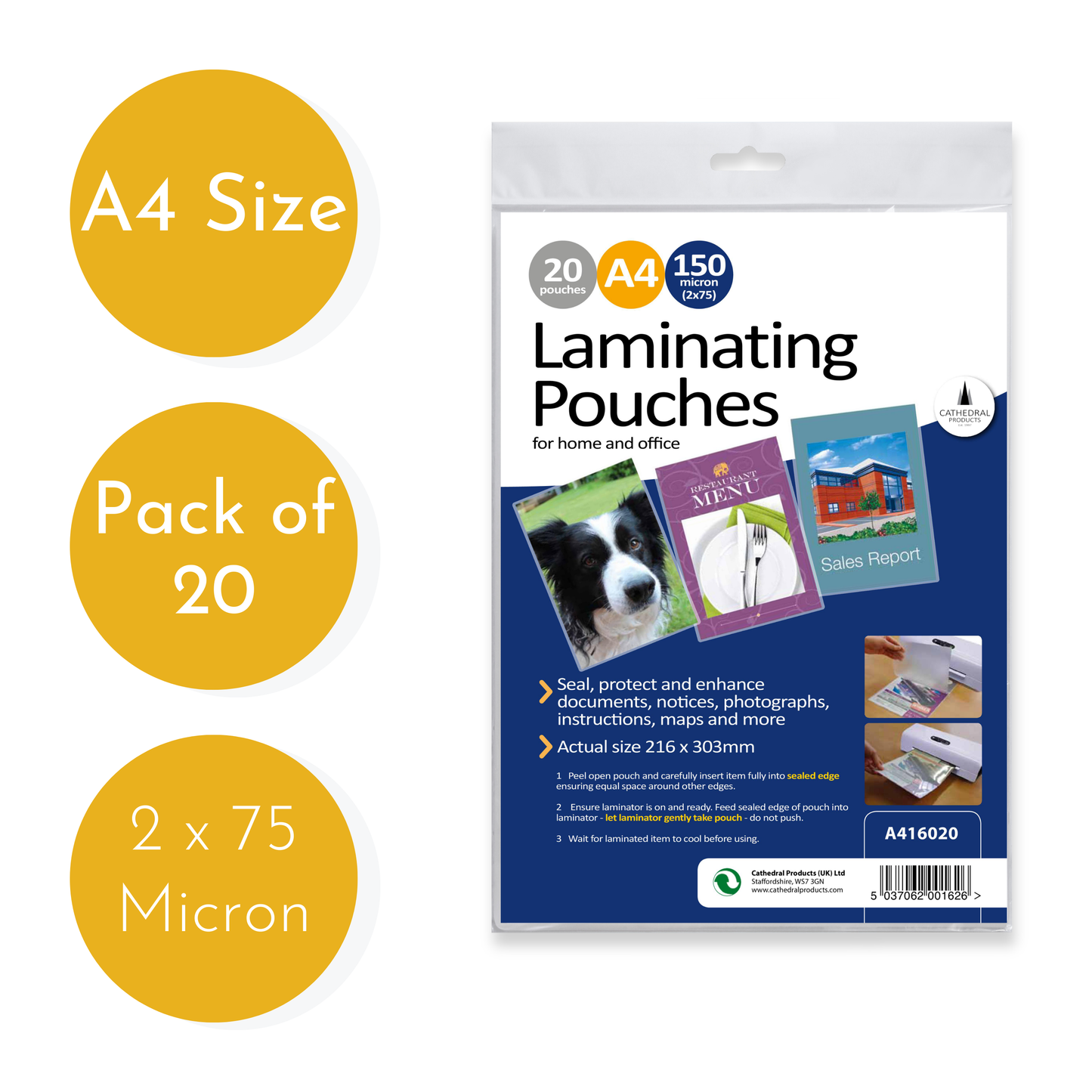 A4 Gloss Laminating Pouches 150 Micron