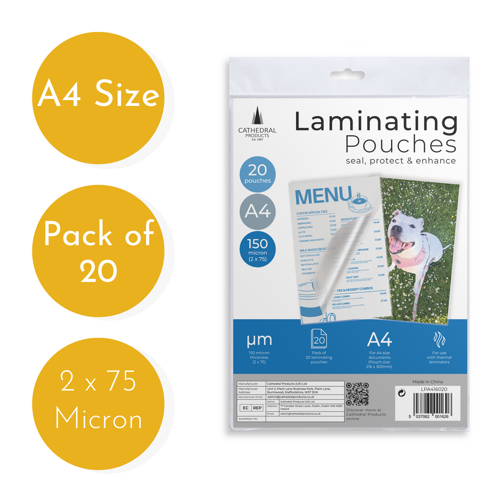 A4 Gloss Laminating Pouches 150 Micron
