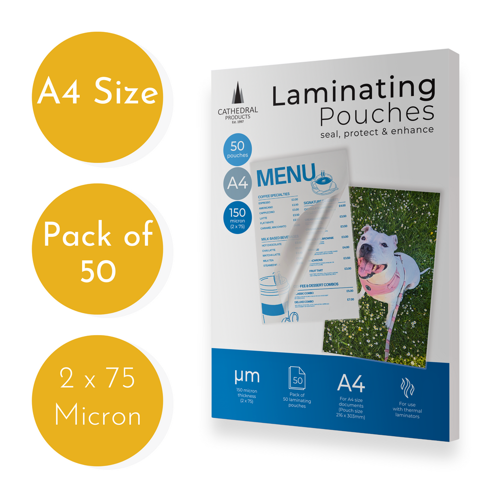 A4 Gloss Laminating Pouches 150 Micron