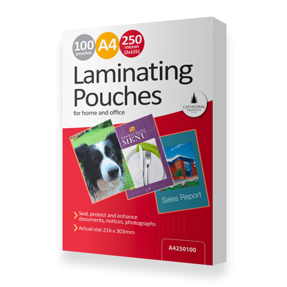 A4 Gloss Laminating Pouches 250 Micron