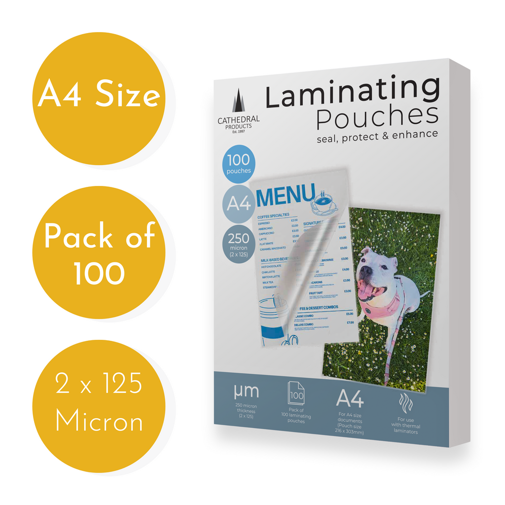 A4 Gloss Laminating Pouches 250 Micron