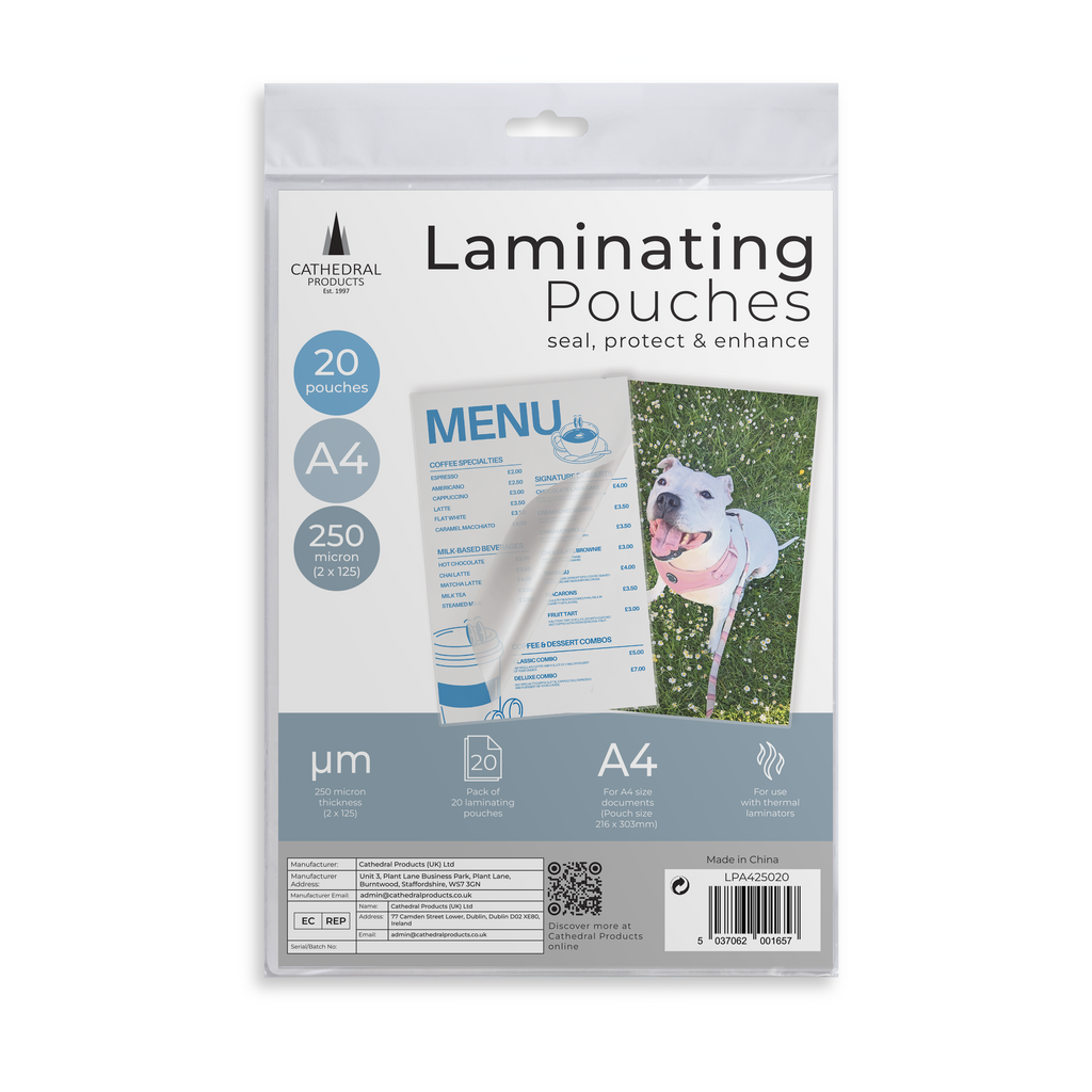 A4 Gloss Laminating Pouches 250 Micron