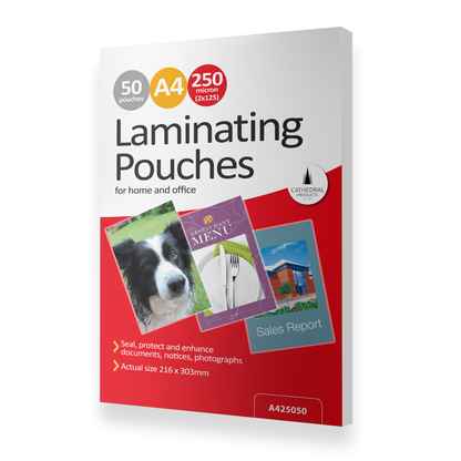 A4 Gloss Laminating Pouches 250 Micron