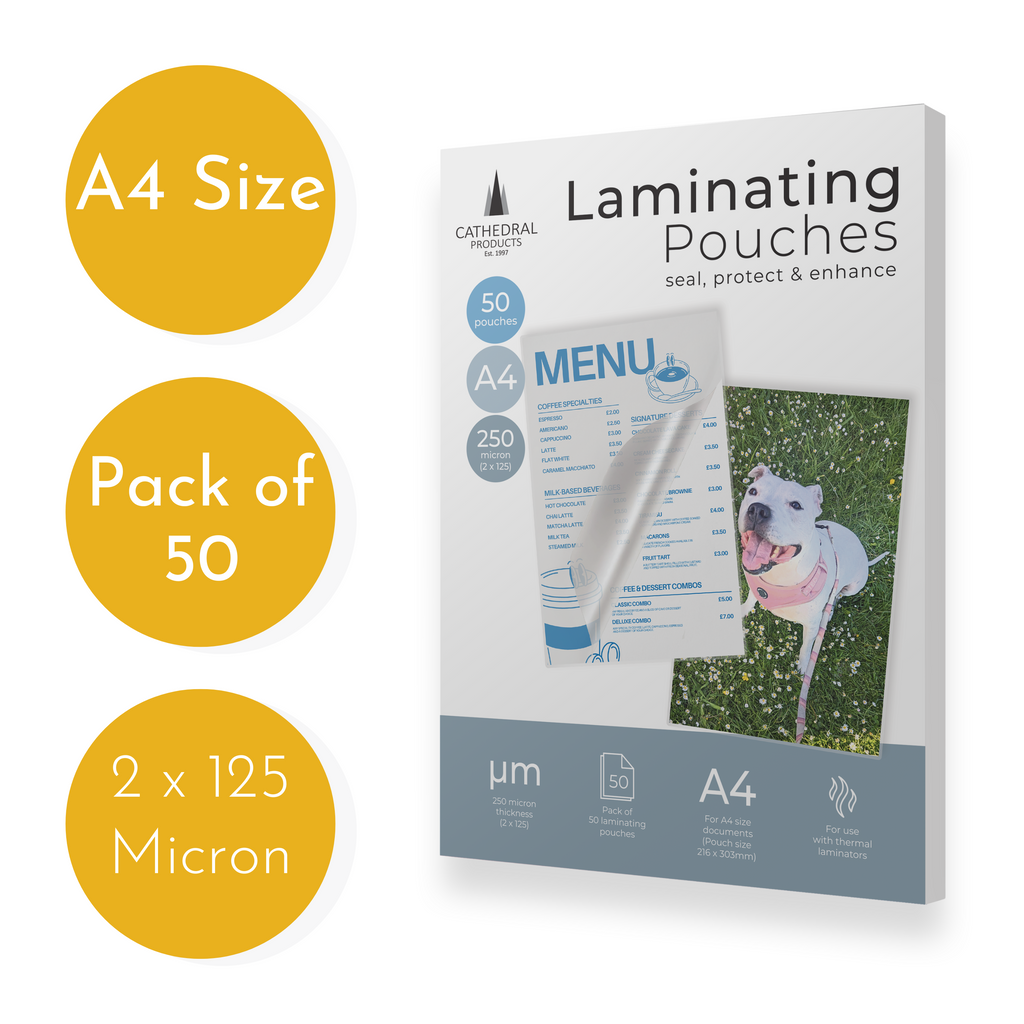 A4 Gloss Laminating Pouches 250 Micron